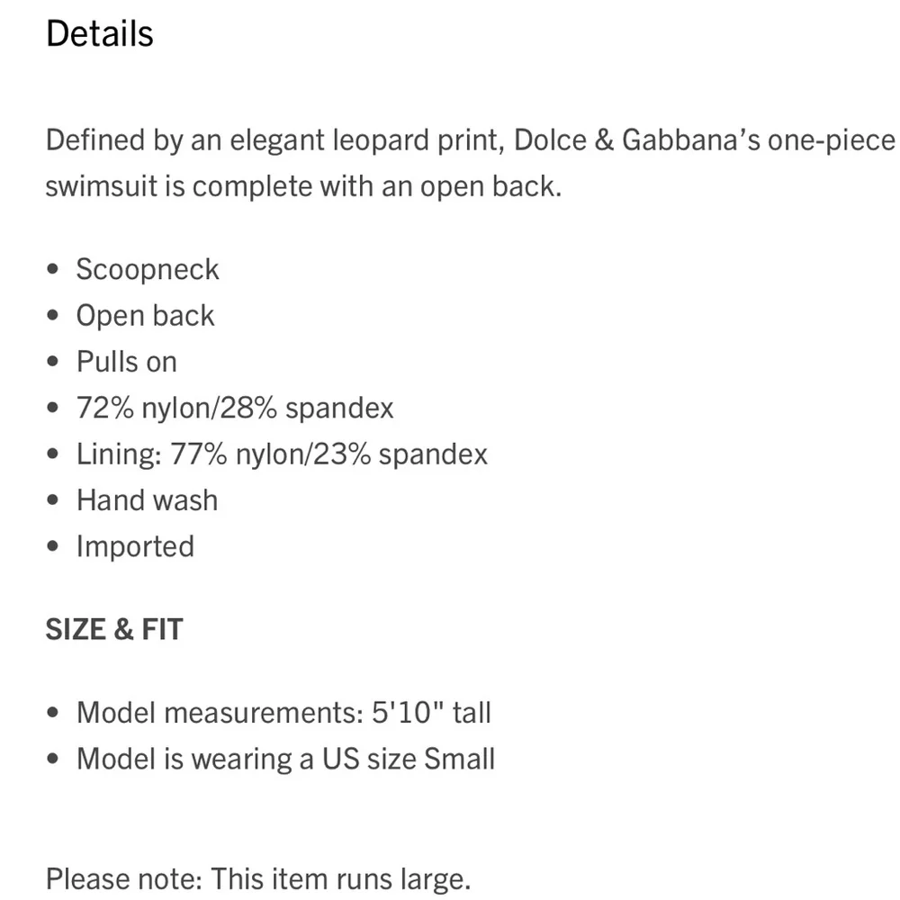 Dolce & Gabbana Leopard Print One-Piece Swimsuit, NWT!